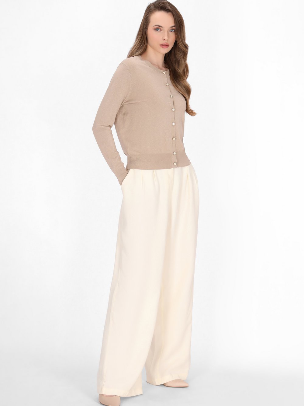 Dreimaster Strickjacke Damen Viskose beige, M/L