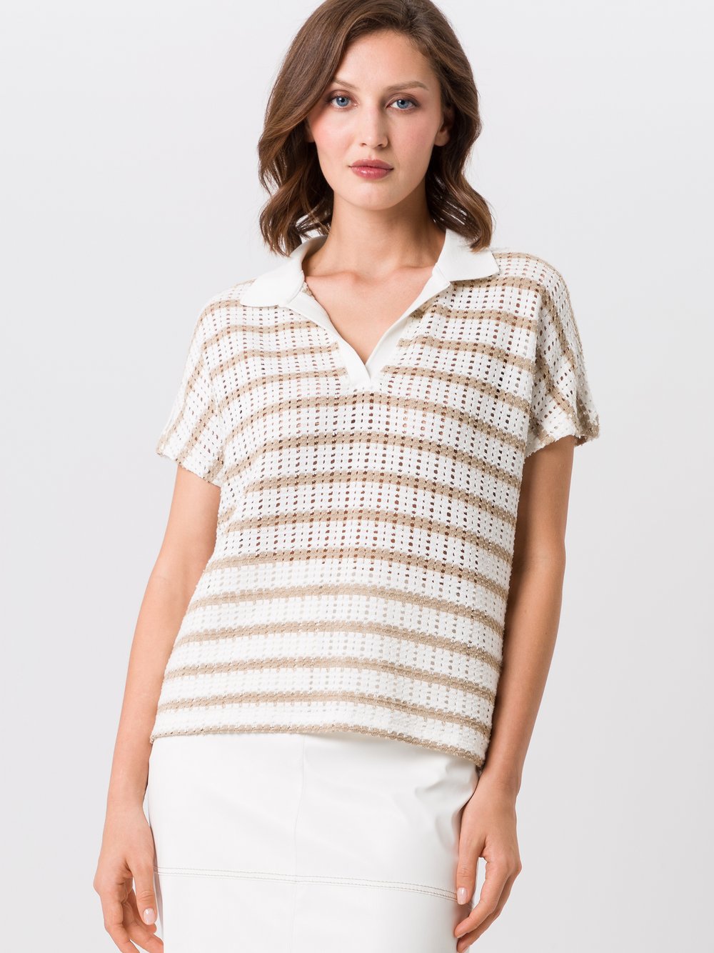 Thumbnail - TUZZI Strickshirt Damen Viskose mehrfarbig gestreift, 44