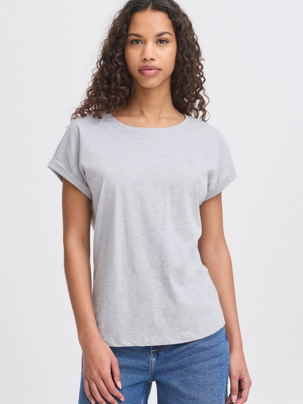 OXMO Rundhalsshirt Damen Textil grau, XL
