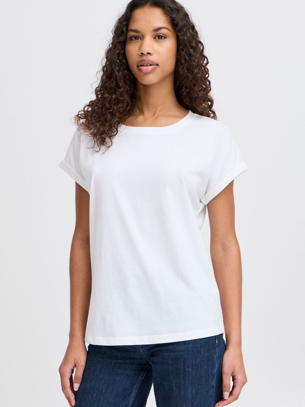 OXMO Rundhalsshirt Damen Textil weiß, L