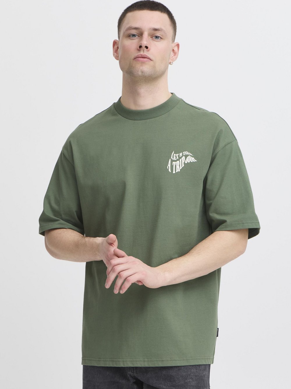BLEND T-Shirt Herren Baumwolle grün bedruckt, L