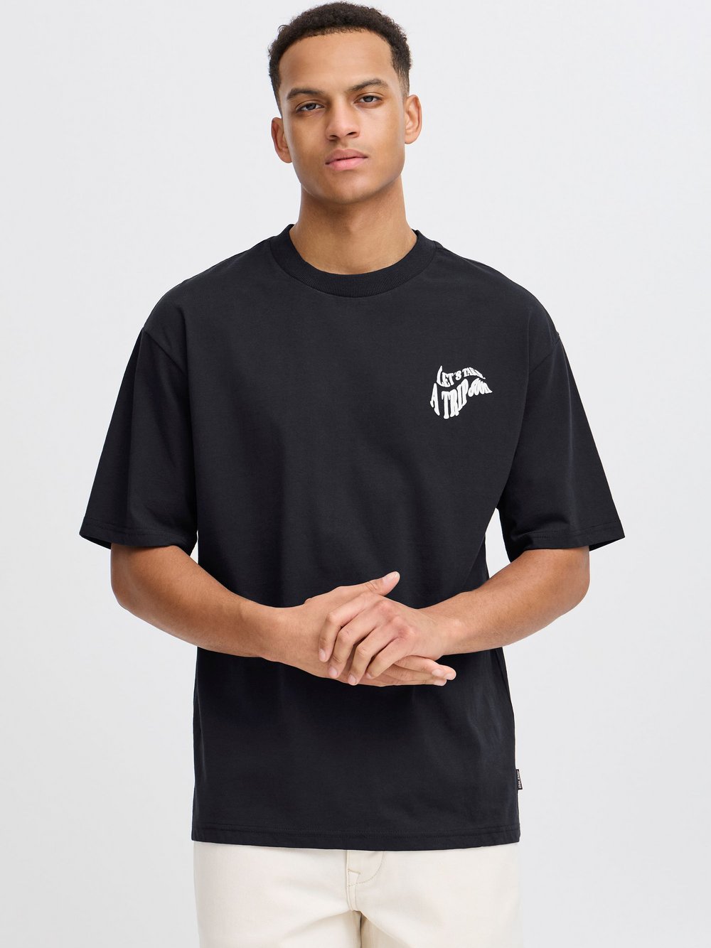 BLEND T-Shirt Herren Baumwolle schwarz bedruckt, XL
