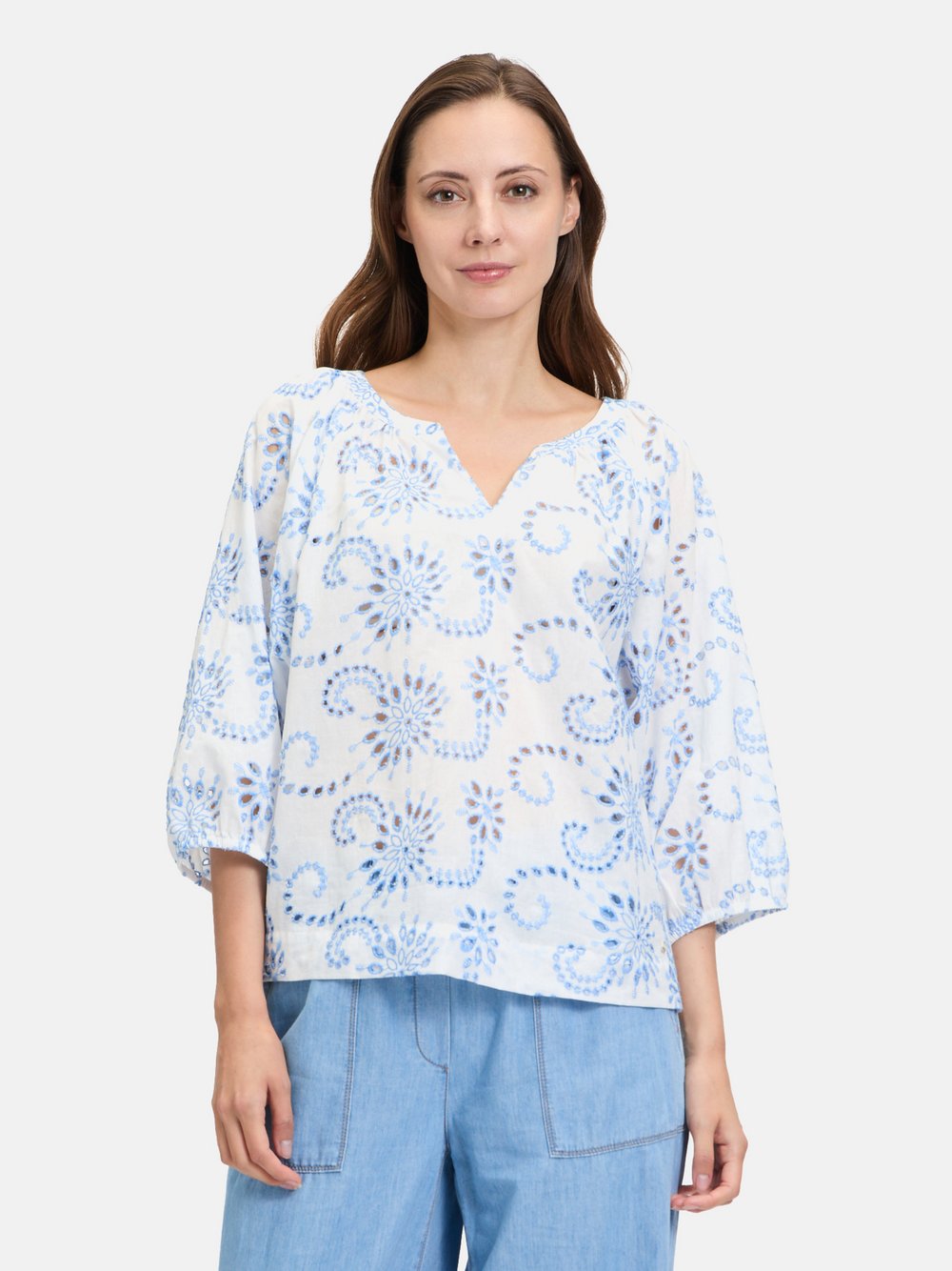 Betty & Co Schlupfbluse Damen Baumwolle weiß bedruckt, 36