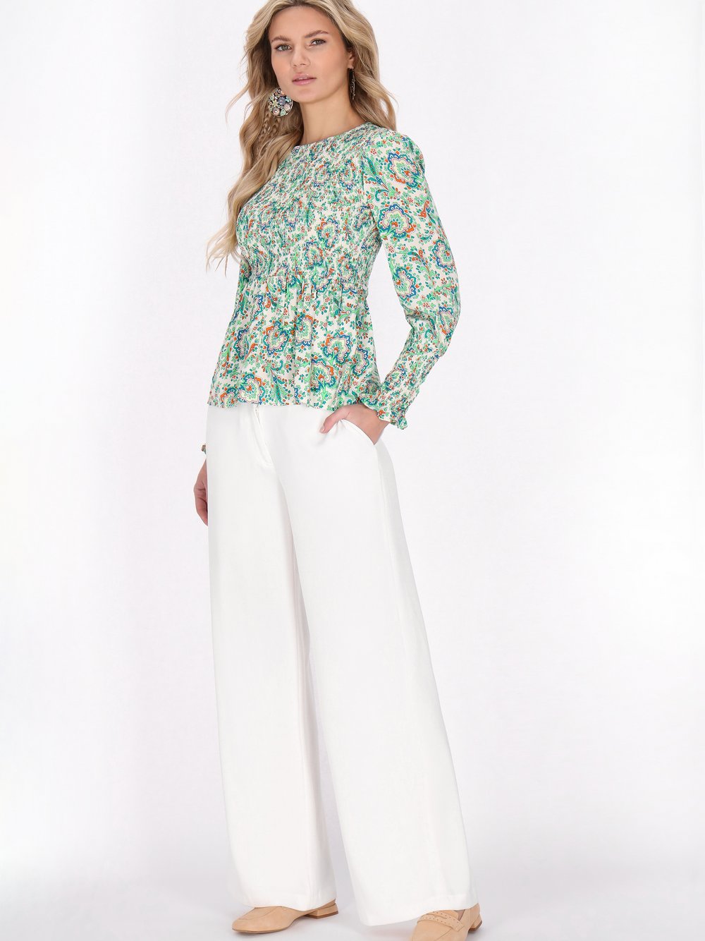 Usha Bluse Damen Viskose mehrfarbig bedruckt, L