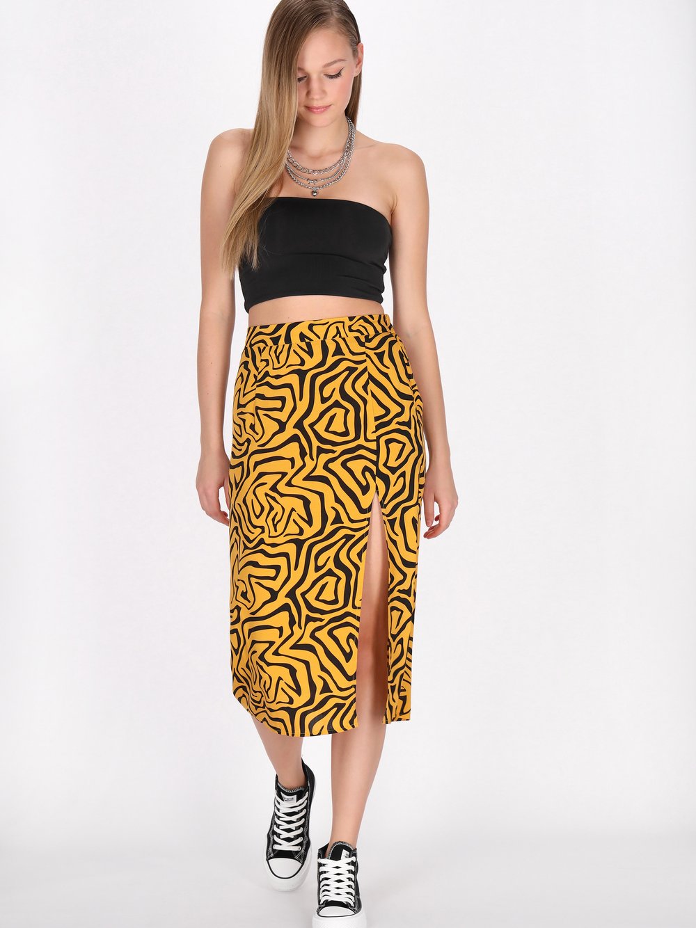 Thumbnail - MyMo Rock Damen Viskose gelb gemustert, XS