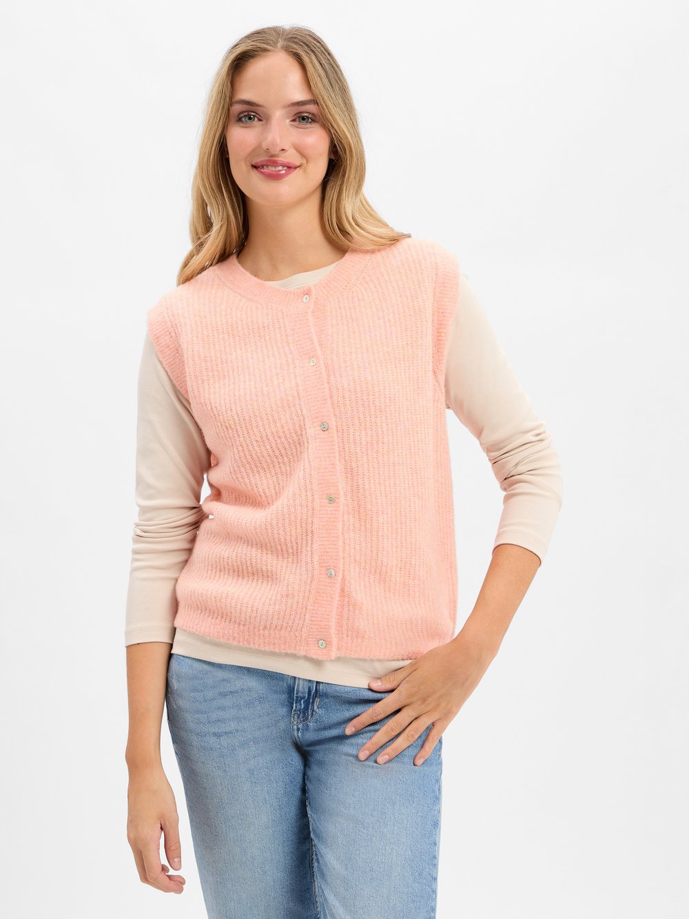 Marie Lund Strickweste mit Alpaka-Anteil Damen Wolle mehrfarbig meliert, M/L