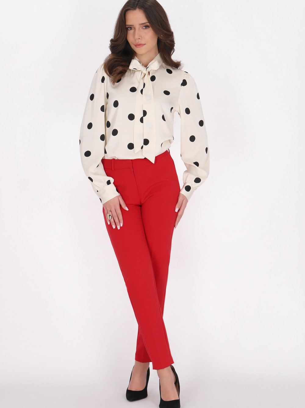 Thumbnail - Faina Bluse Damen mehrfarbig gepunktet, XS