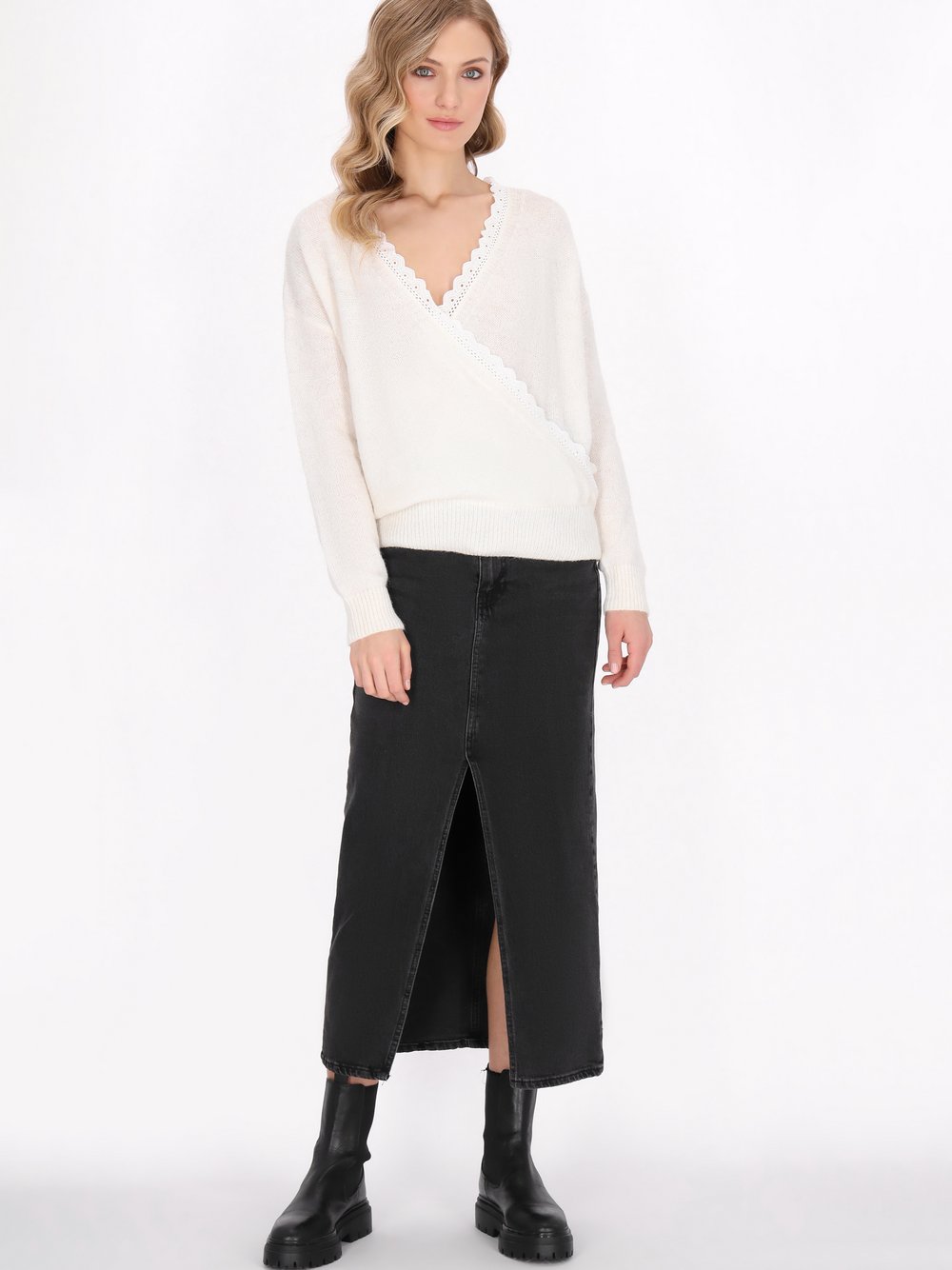 Dreimaster Pullover Damen Polyamid weiß, M/L