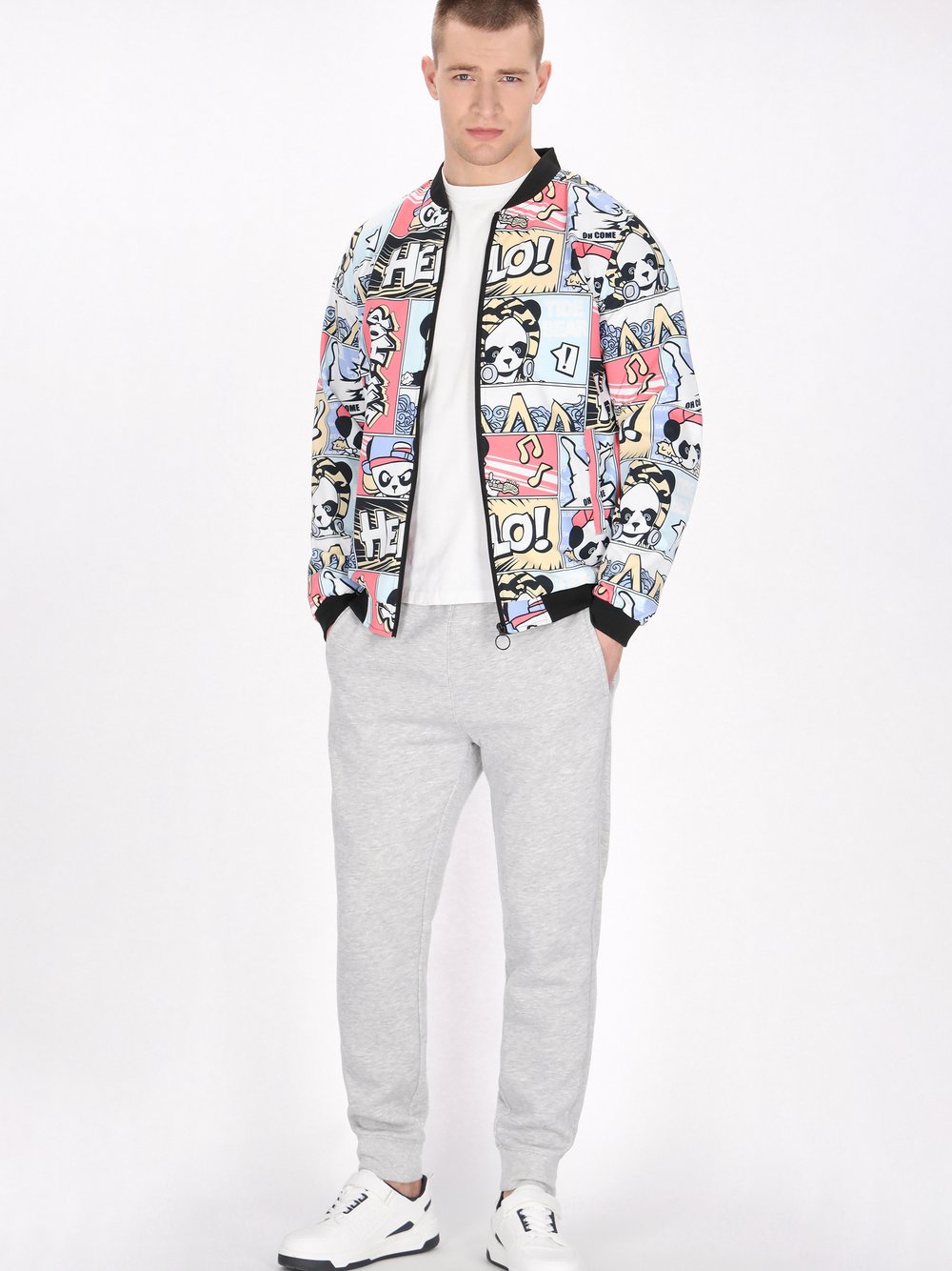 Mo Jacke Herren mehrfarbig bedruckt, S