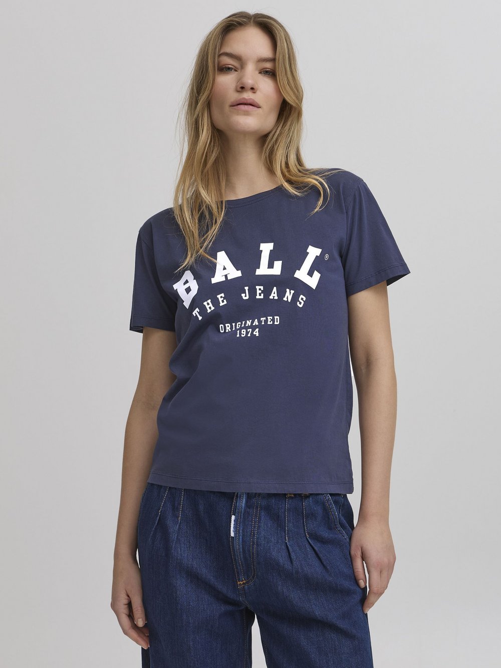 Ball T-Shirt Damen Baumwolle blau bedruckt, S