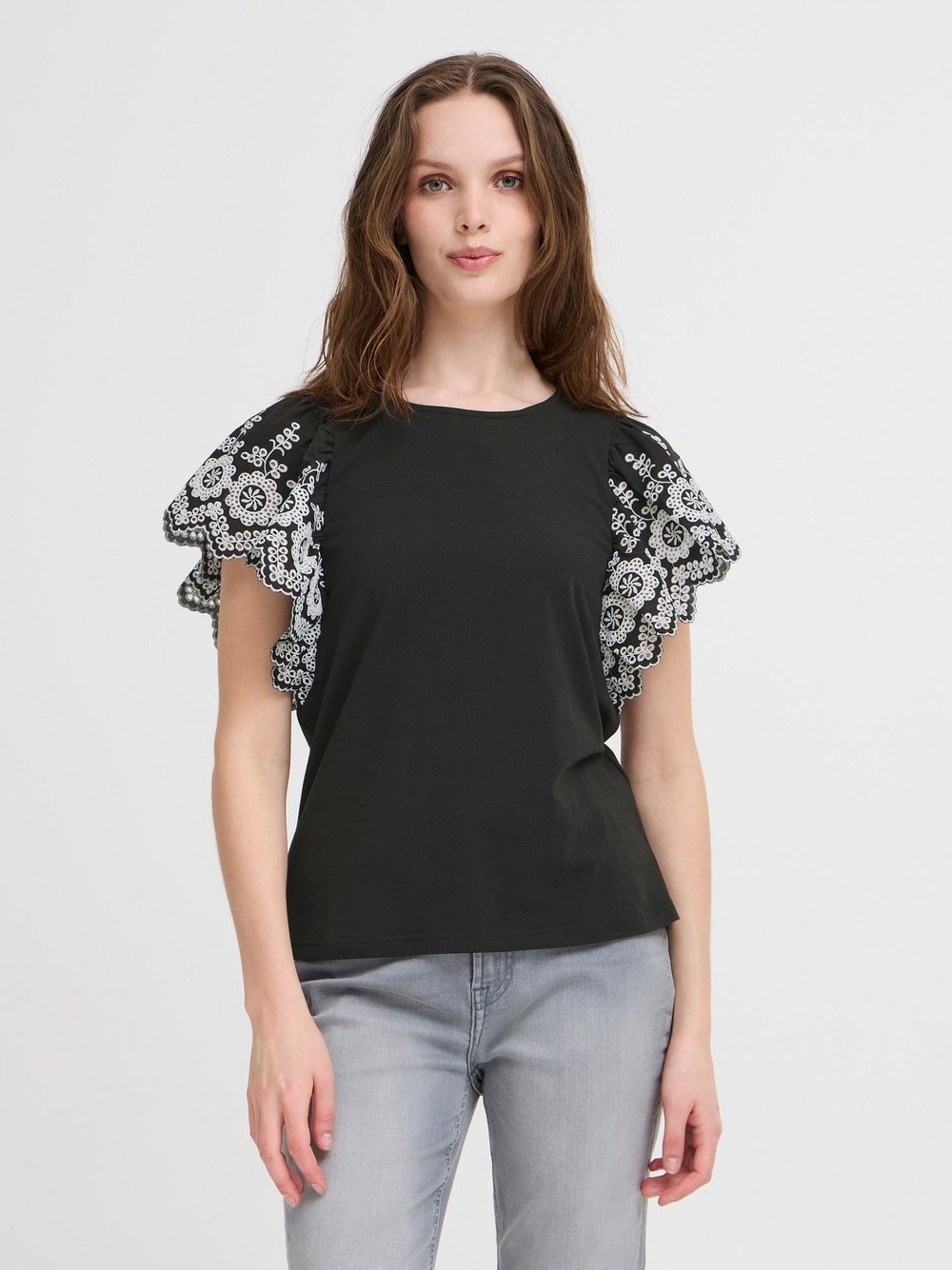 Ichi T-Shirt Damen Baumwolle schwarz, XS