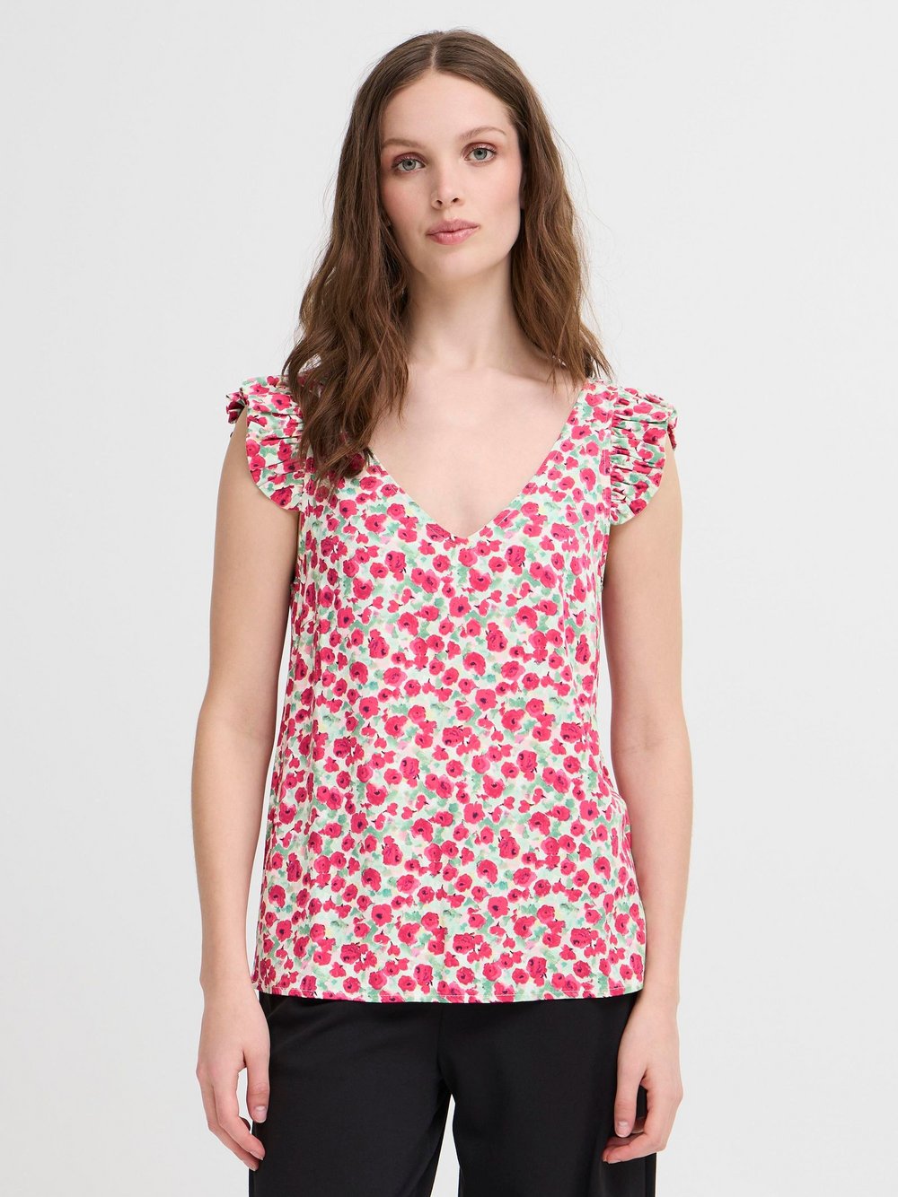 Ichi Shirttop Damen Viskose rot gemustert, 40