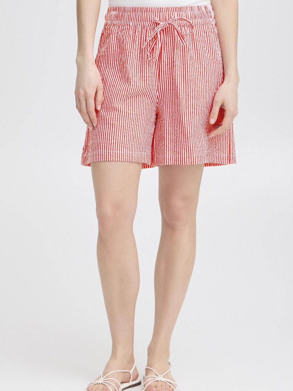 fransa Shorts Damen Baumwolle rot gestreift, XS