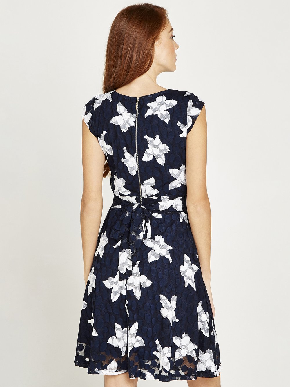 Apricot Kleid Damen blau gemustert, 38