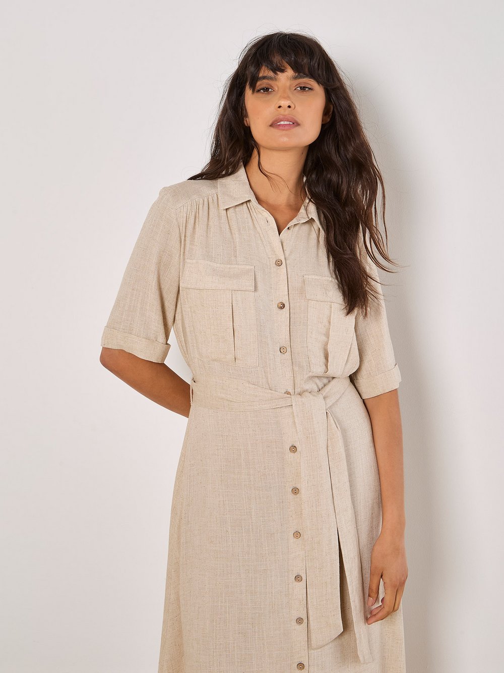 Apricot Midikleid Damen Viskose beige, 40