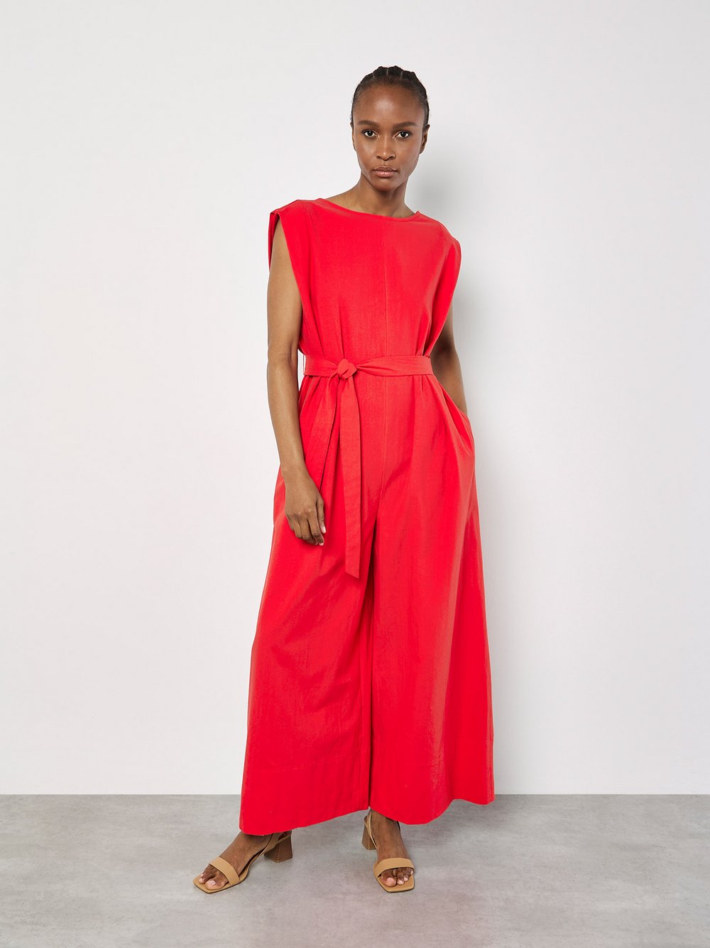 Apricot Jumpsuit Damen Baumwolle rot, 36