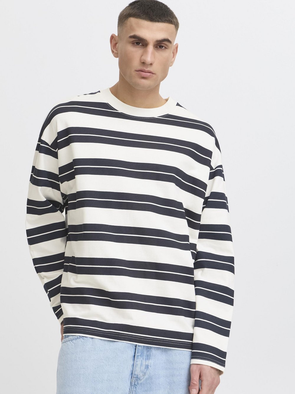 Thumbnail - Solid Sweatshirt Herren Baumwolle weiß gestreift, XXL
