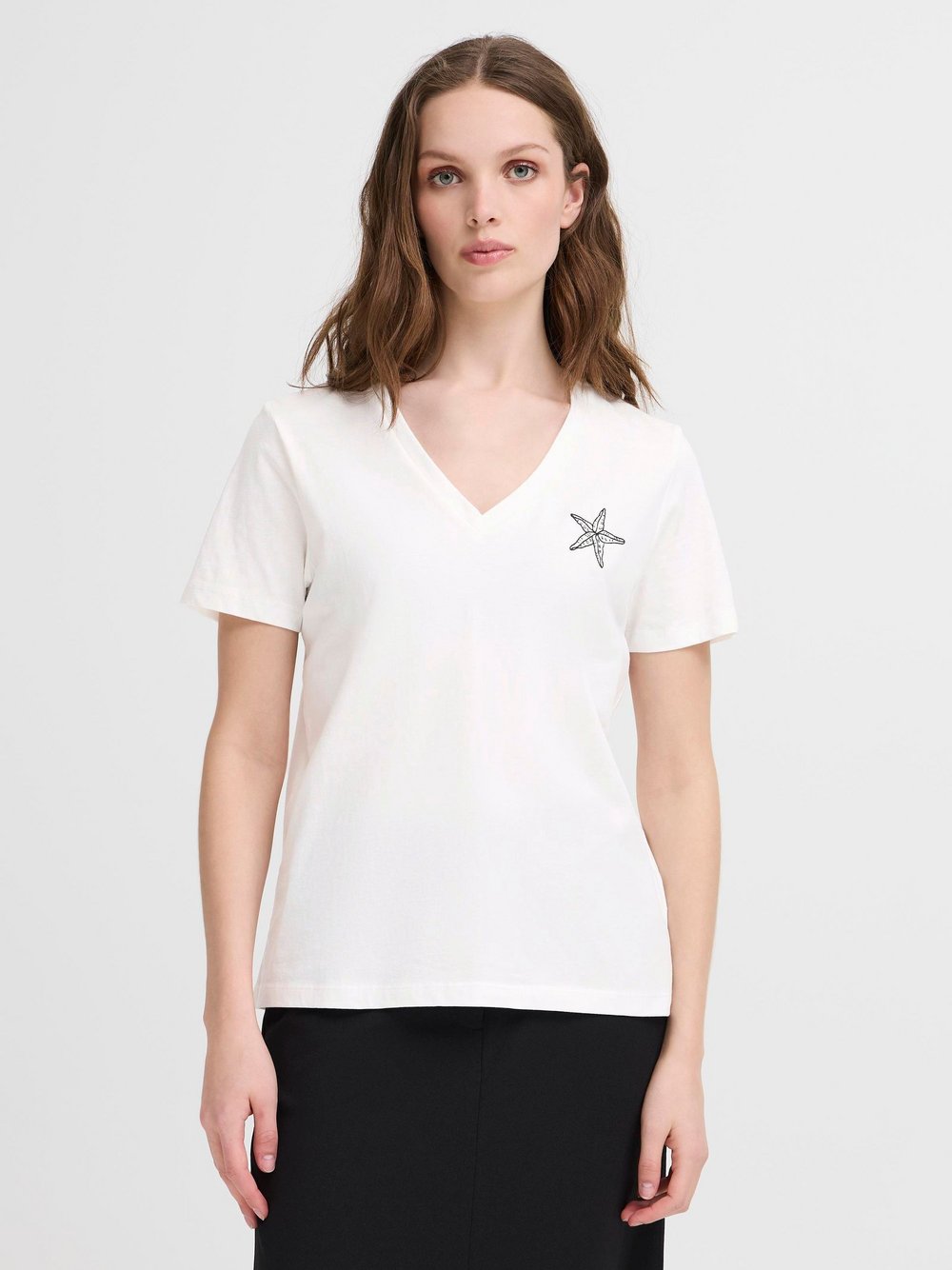 Ichi V-Shirt Damen Baumwolle weiß, XXL