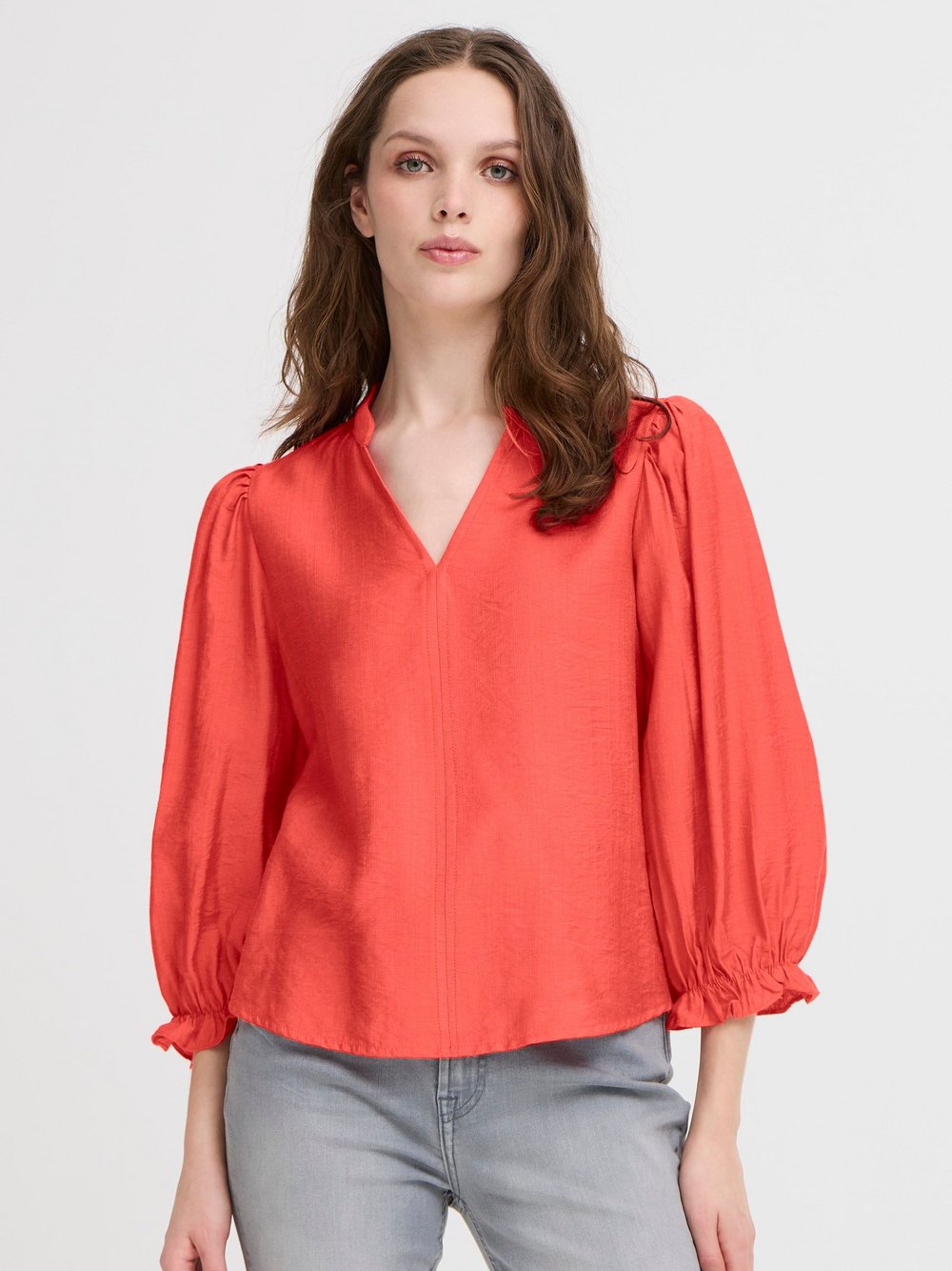 Ichi Langarmbluse Damen Viskose rot, 38