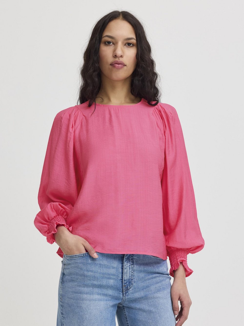 Ichi Langarmbluse Damen Viskose rot, 34