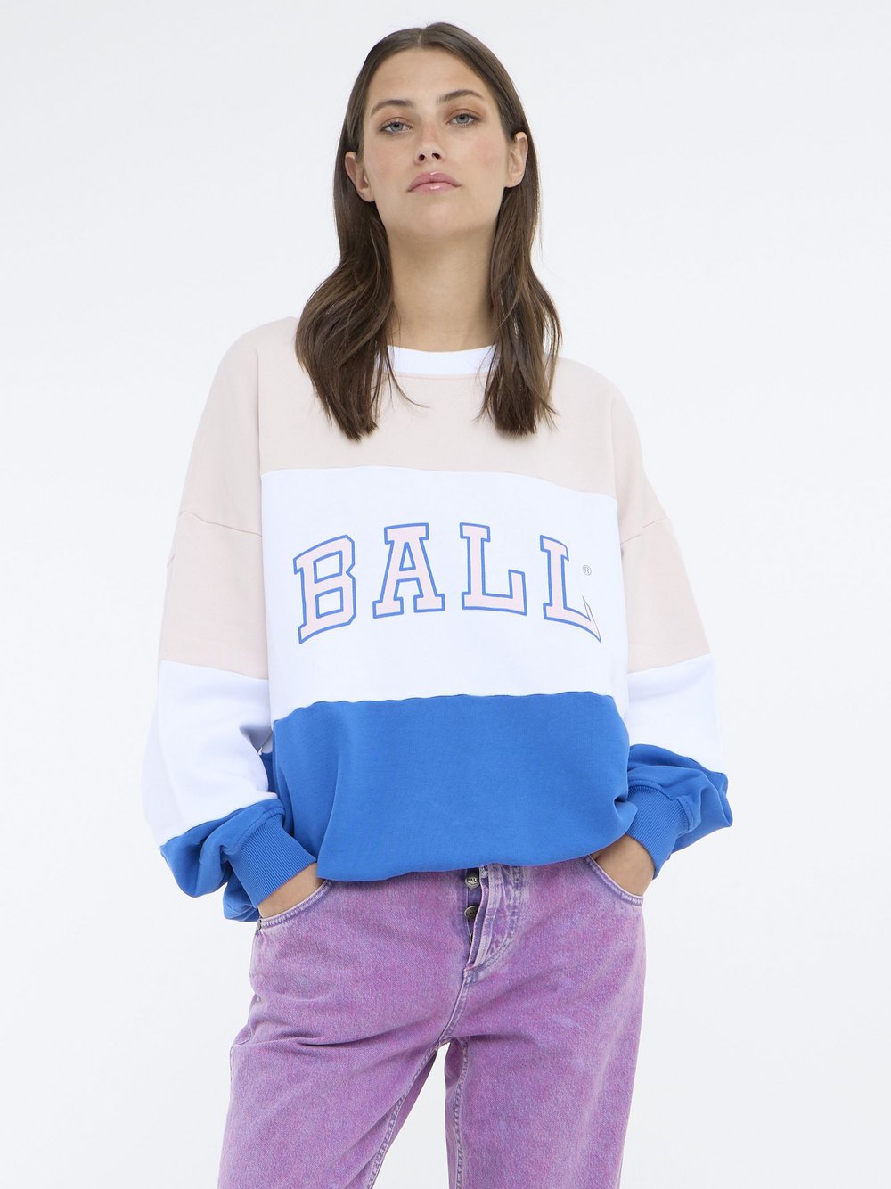Ball Sweatshirt Damen Baumwolle mehrfarbig gemustert, L
