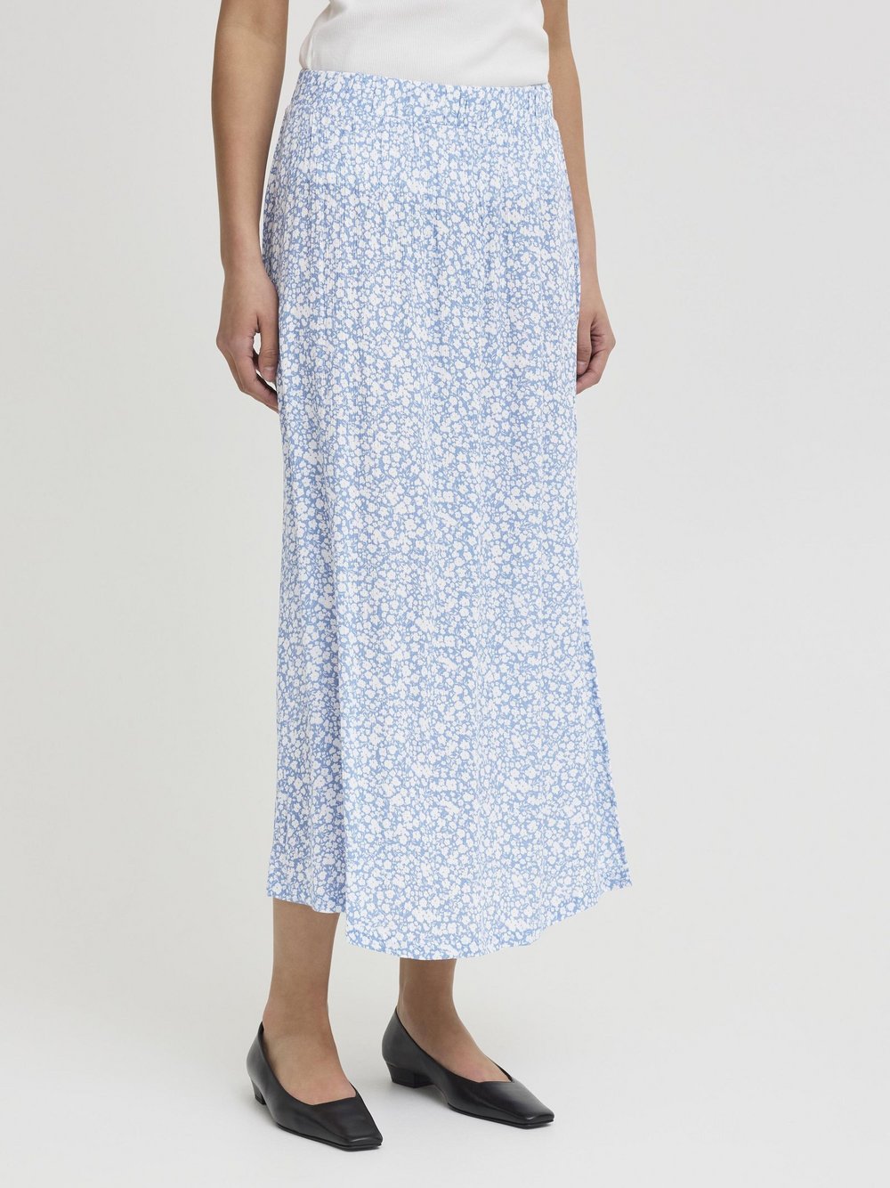 Ichi A-Linien-Rock Damen Viskose blau gemustert, XL
