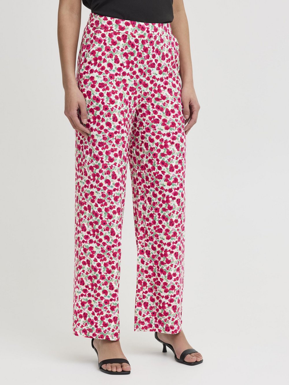 Thumbnail - Ichi Loungehose Damen Viskose rot gemustert, 44