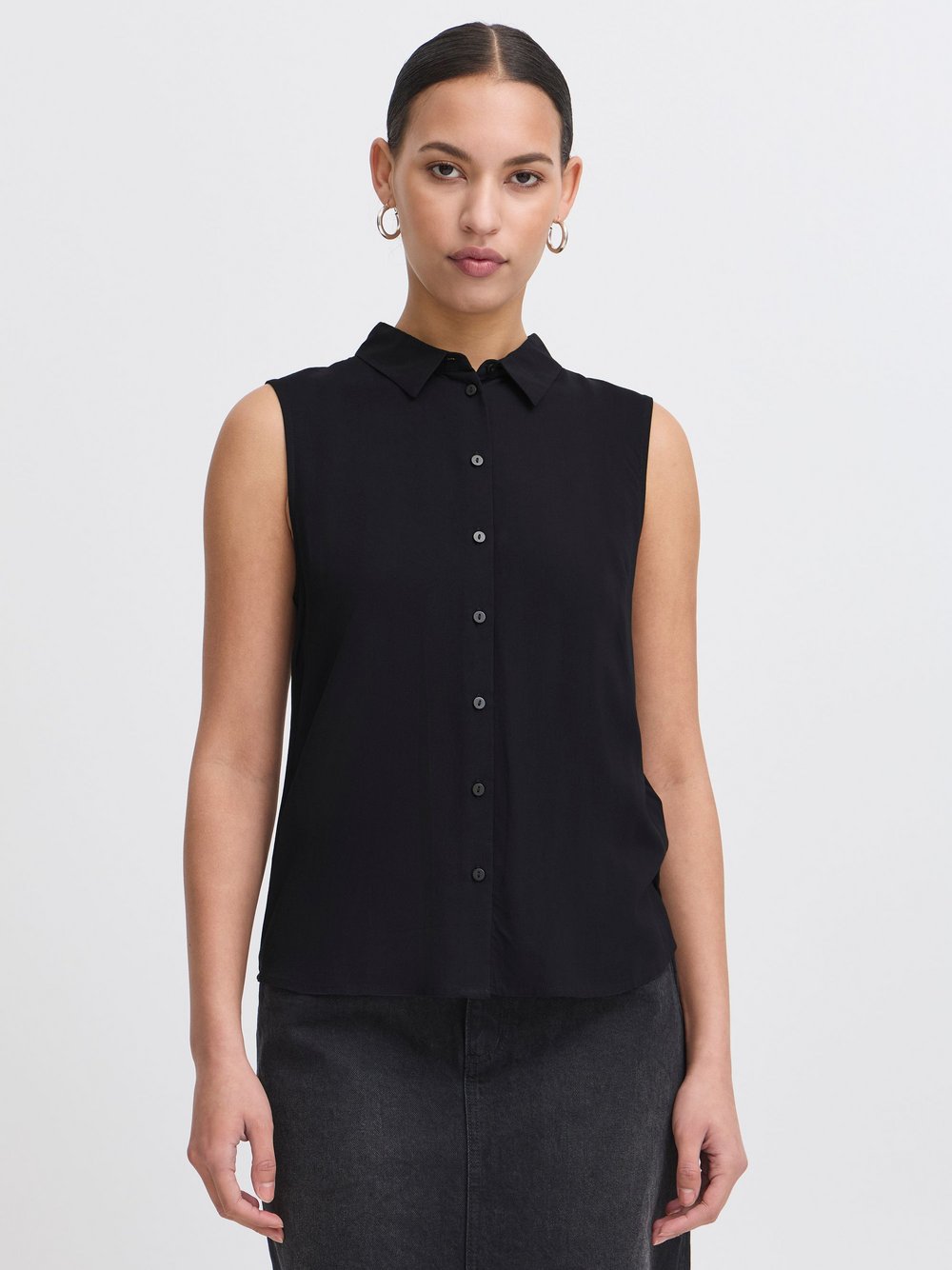 Ichi Bluse Damen Viskose schwarz, 38