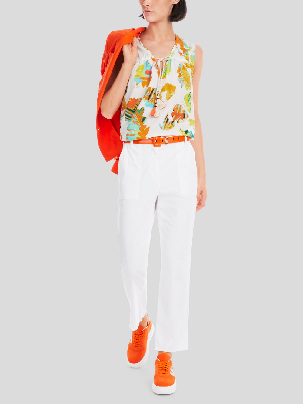 Thumbnail - Marc Cain Bluse Damen Baumwolle rot gemustert, 38