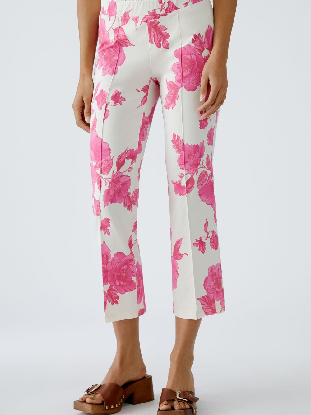 Oui Hose Damen Baumwolle pink gemustert, 34