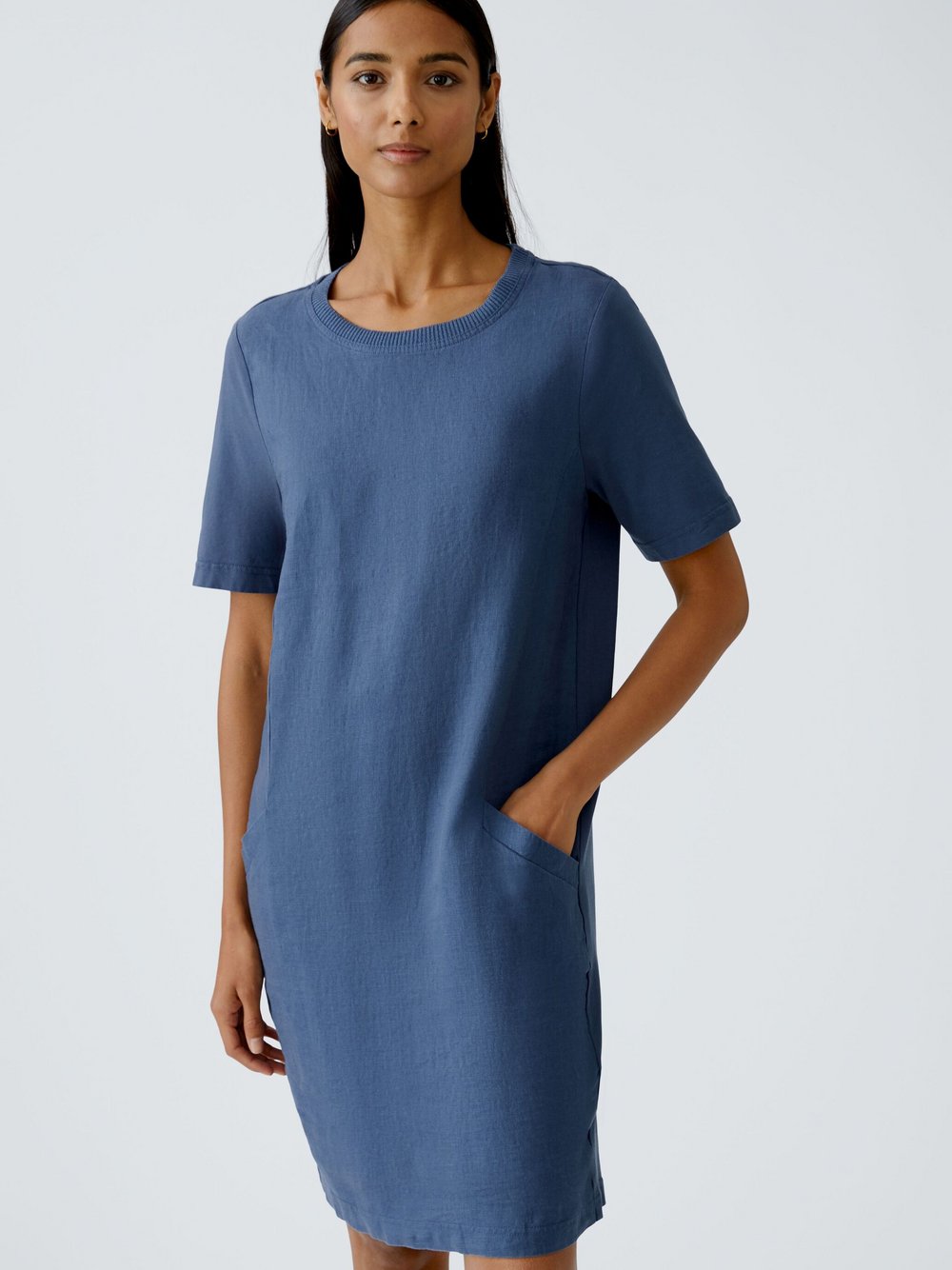 Oui Hängerkleid Damen Leinen blau, 38