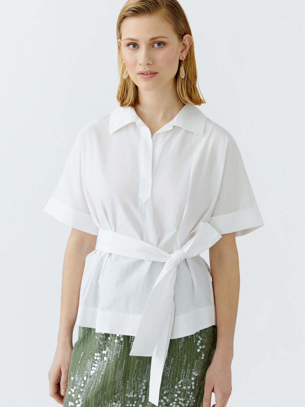 Thumbnail - Oui Bluse Damen Baumwolle weiß, 42
