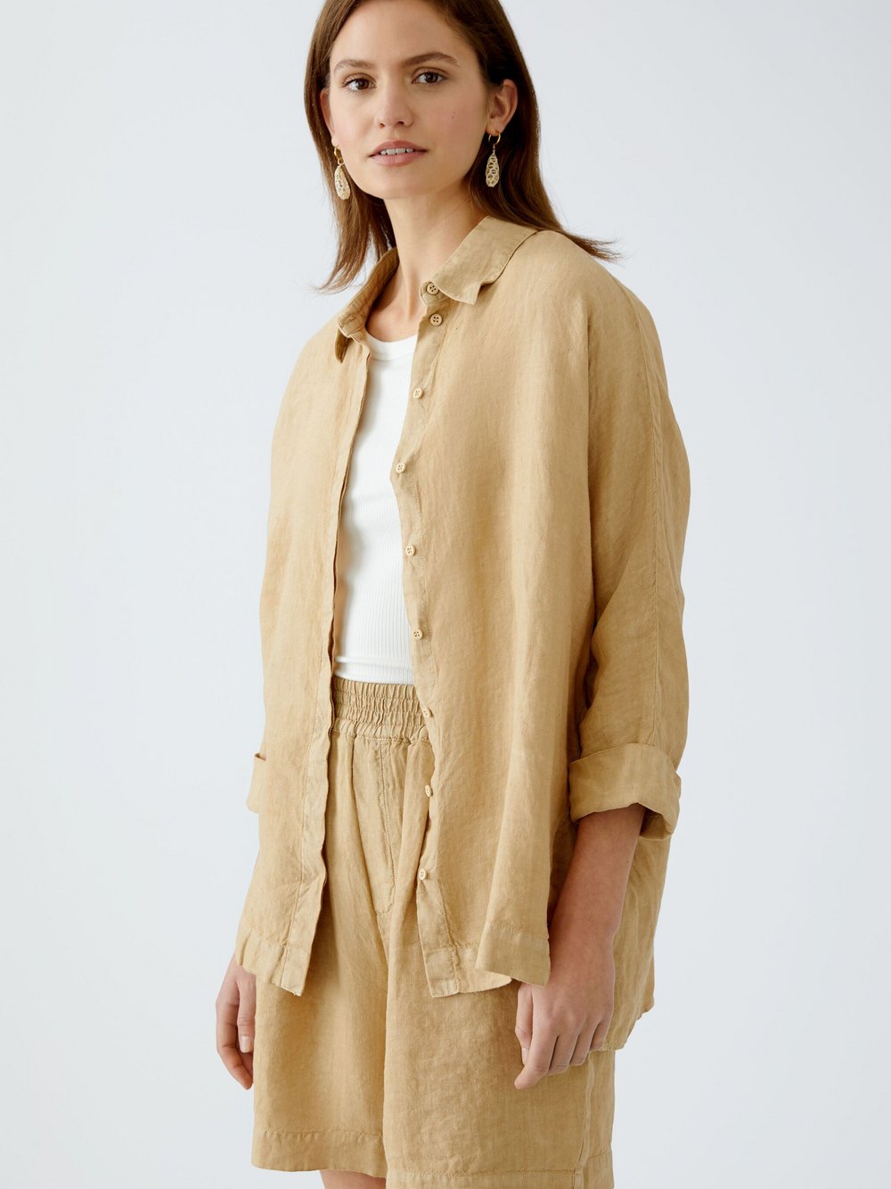 Thumbnail - Oui Bluse Damen Leinen beige, 42