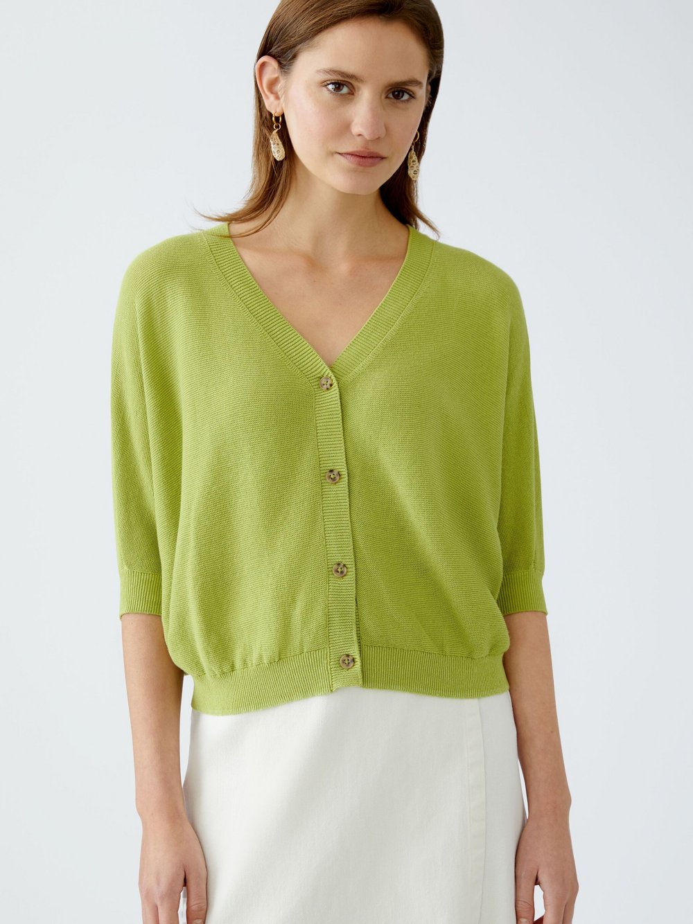 Oui Strickjacke Damen Baumwolle grün, 42