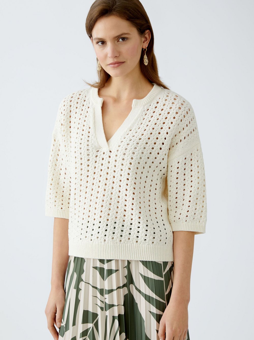 Thumbnail - Oui Pullover Damen Baumwolle weiß, 42