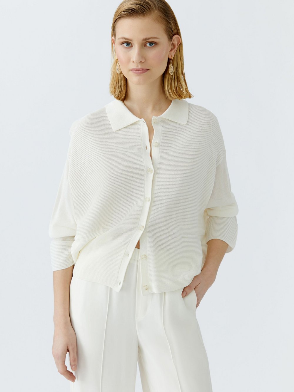 Thumbnail - Oui Strickjacke Damen Viskose weiß, 36