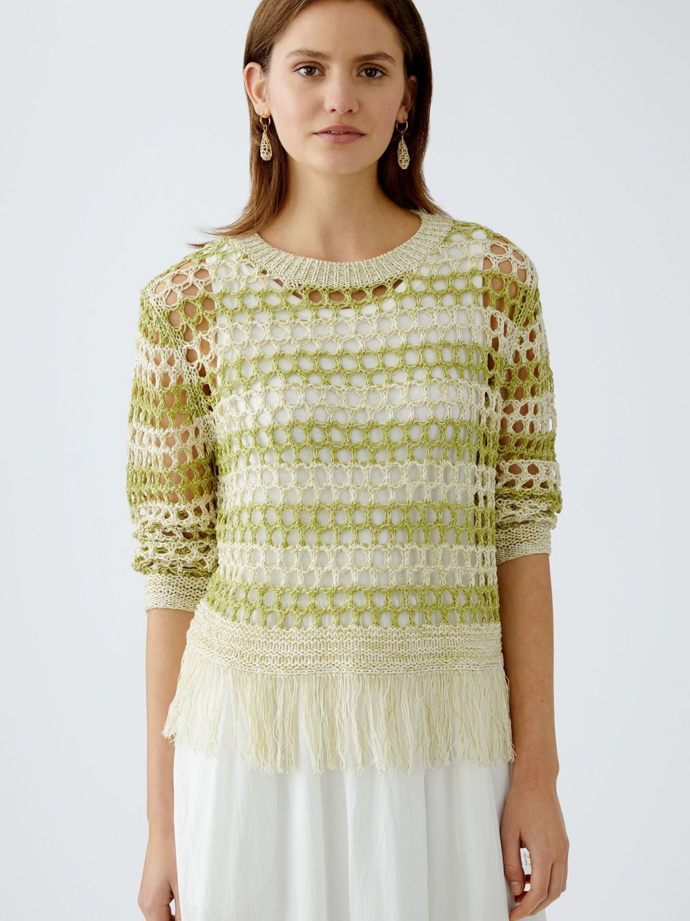 Thumbnail - Oui Pullover Damen weiß gestreift, 46