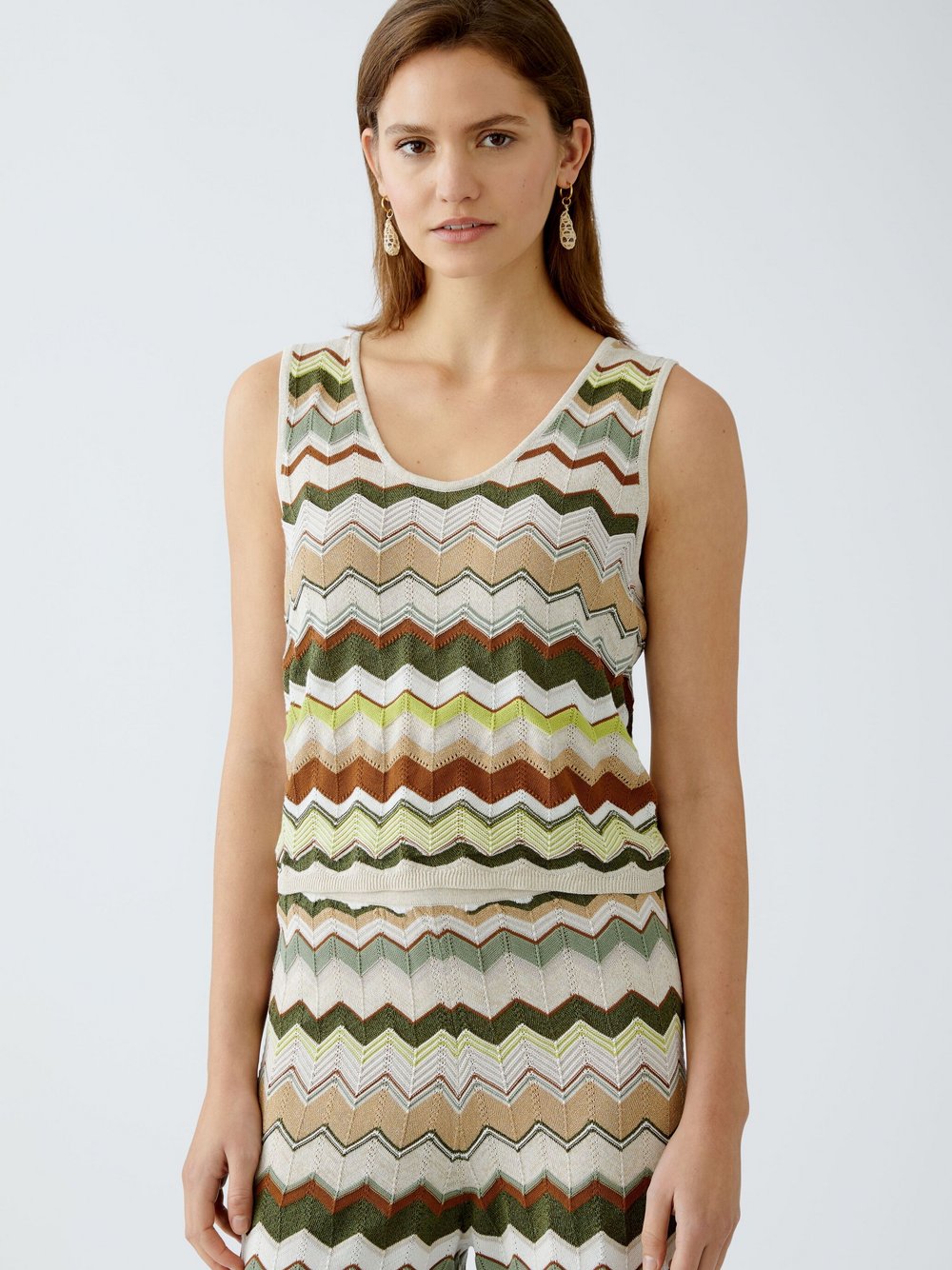 Thumbnail - Oui Top Damen Baumwolle beige gemustert, 38