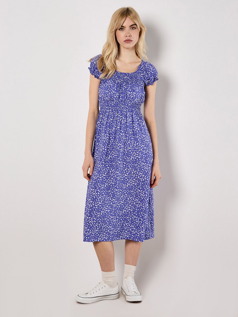 Apricot Midikleid Damen Viskose lila gemustert, 34