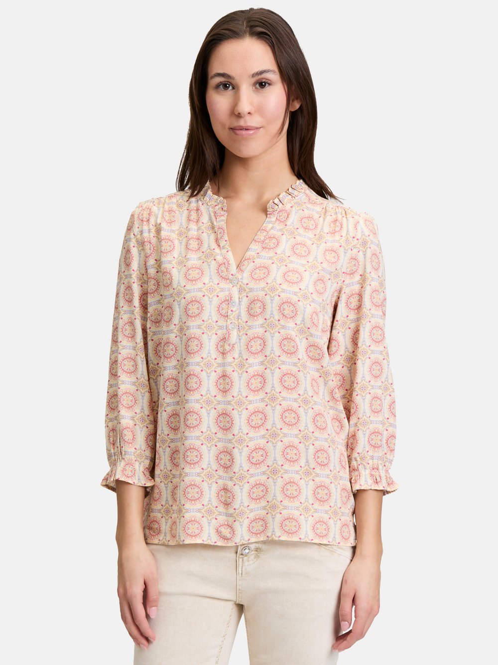 Thumbnail - Cartoon Casual-Bluse Damen Viskose mehrfarbig gemustert, 40