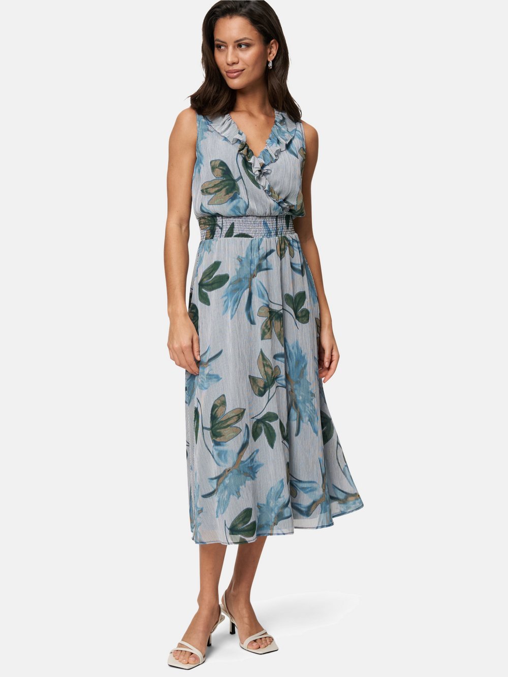 zero Midikleid Damen blau gemustert, 34