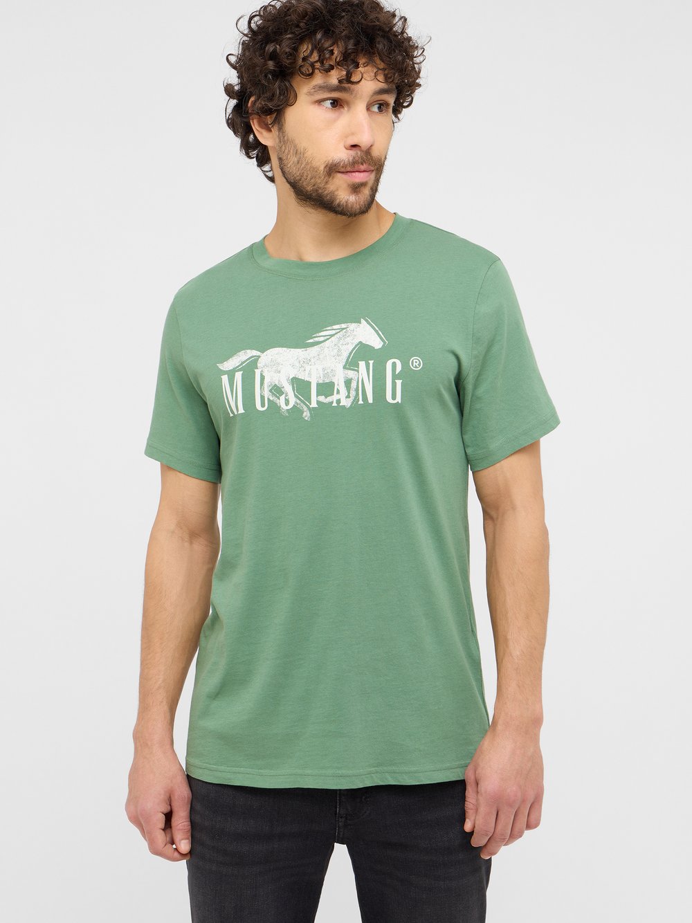 Thumbnail - Mustang T-Shirt Herren Baumwolle grün, XXXL