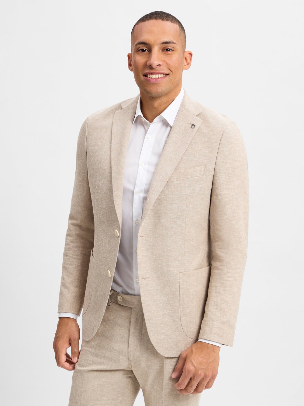 Digel Baukasten-Sakko mit Leinen-Anteil Herren Modern Fit beige meliert, 56