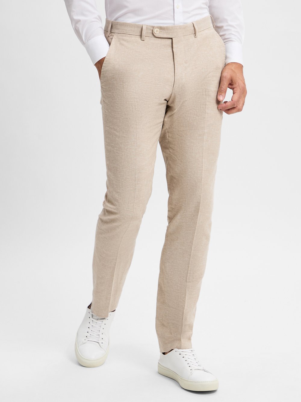 Digel Baukastenanzug-Hose mit Leinen-Anteil Herren Modern Fit beige meliert, 54