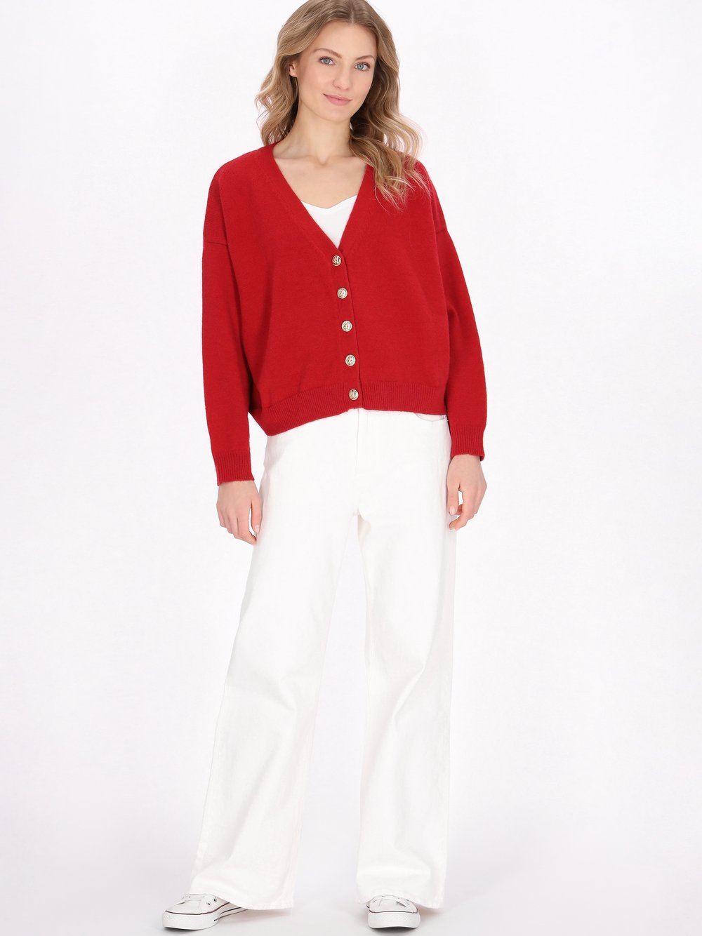 Dreimaster Strickjacke Damen Viskose rot, XL/XXL