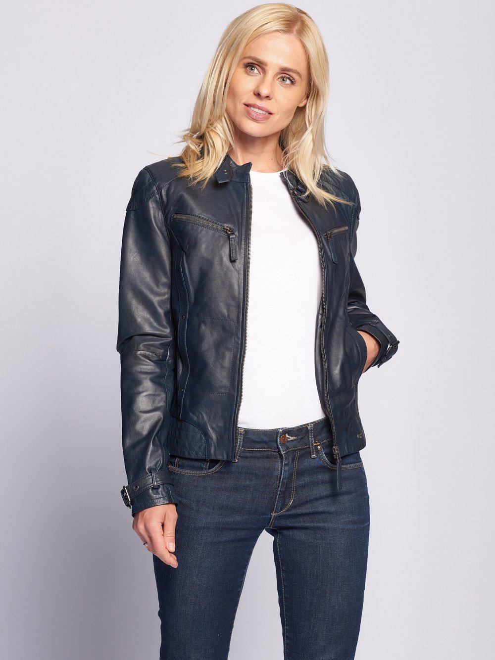 Thumbnail - Maze Lederjacke Damen blau, S