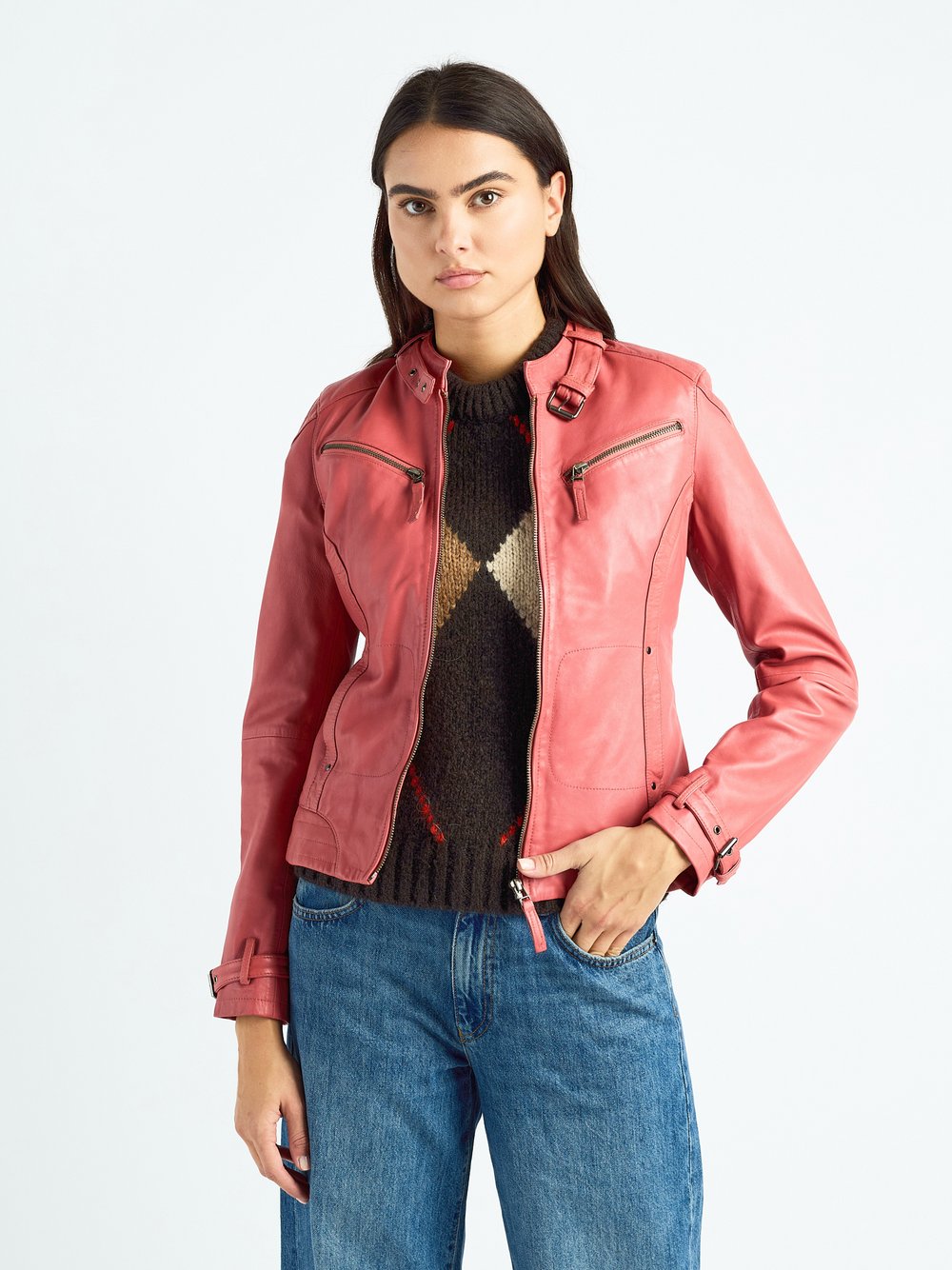 Thumbnail - Maze Lederjacke Damen rosa, L