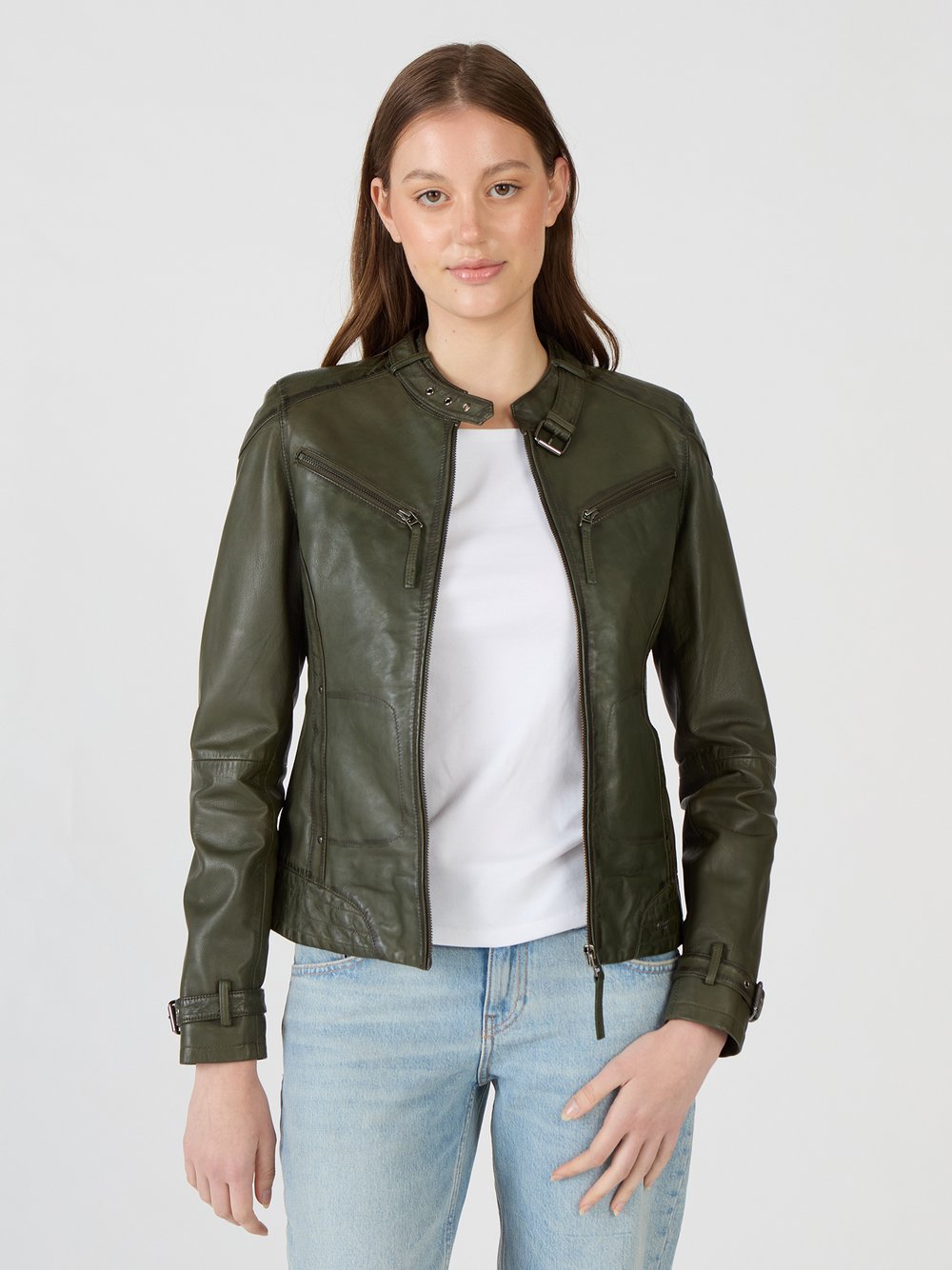 Thumbnail - Maze Lederjacke Damen grün, XL