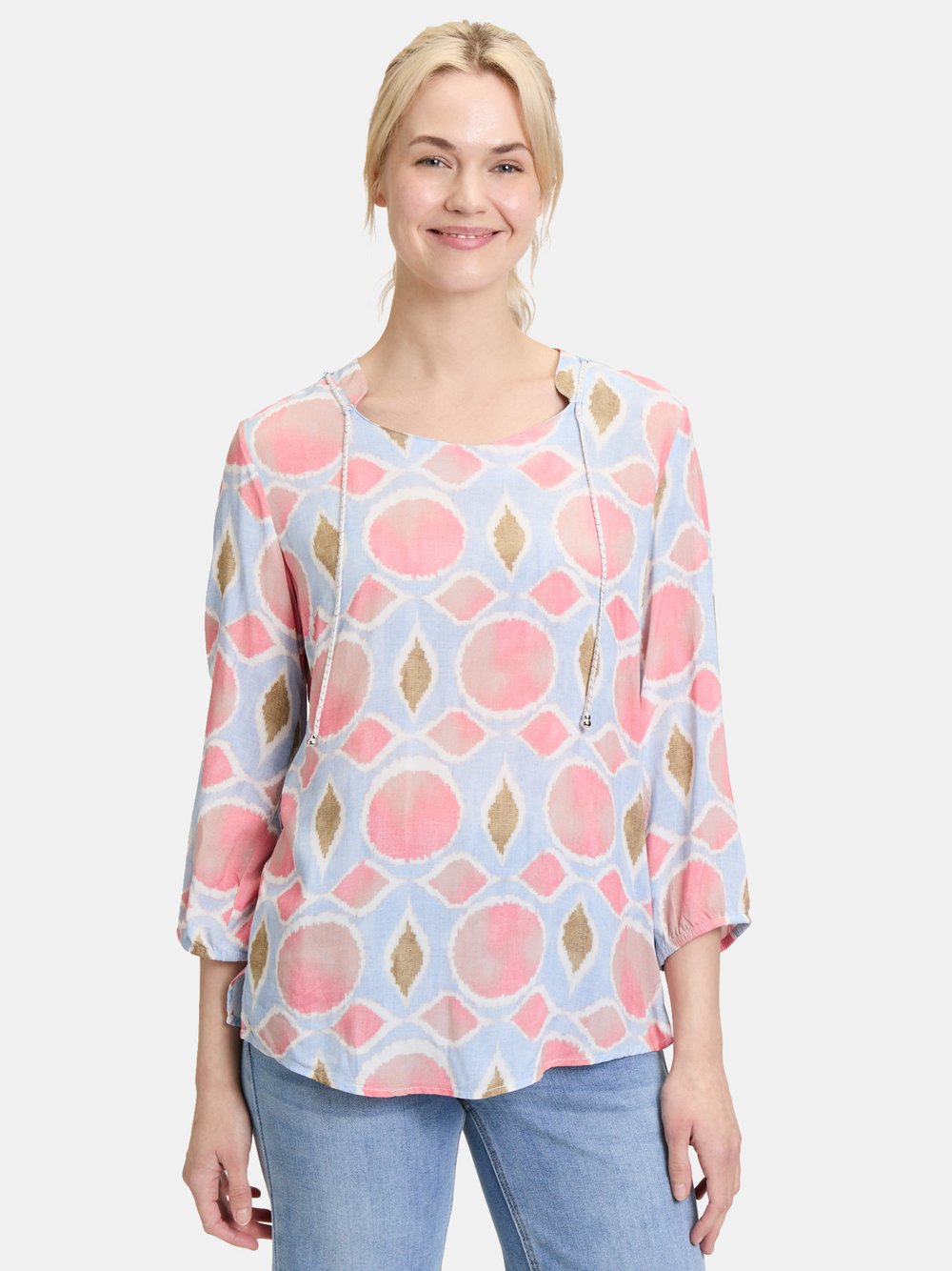 Cartoon Blusenshirt Damen Viskose rosa gemustert, 42