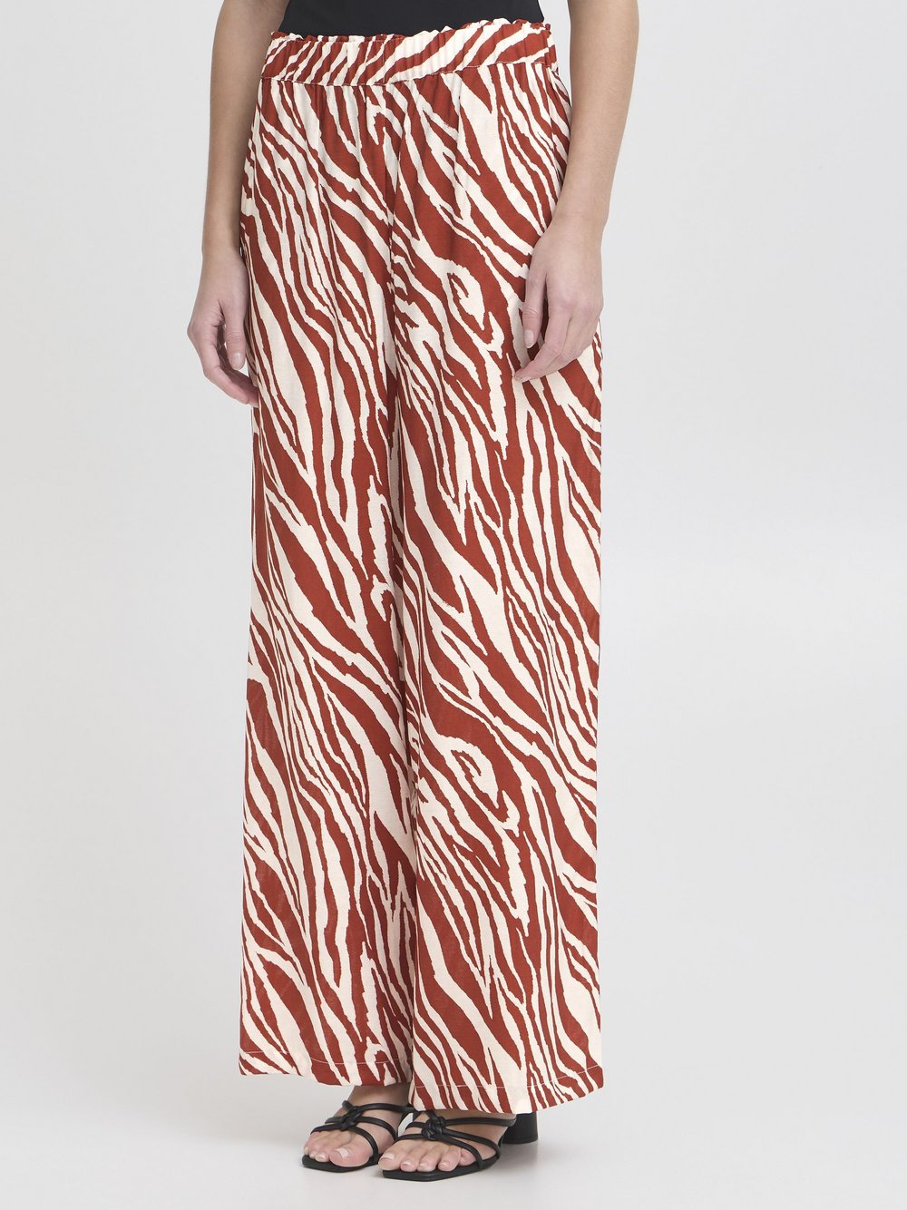 Ichi Loungehose Damen Viskose rot gemustert, 36